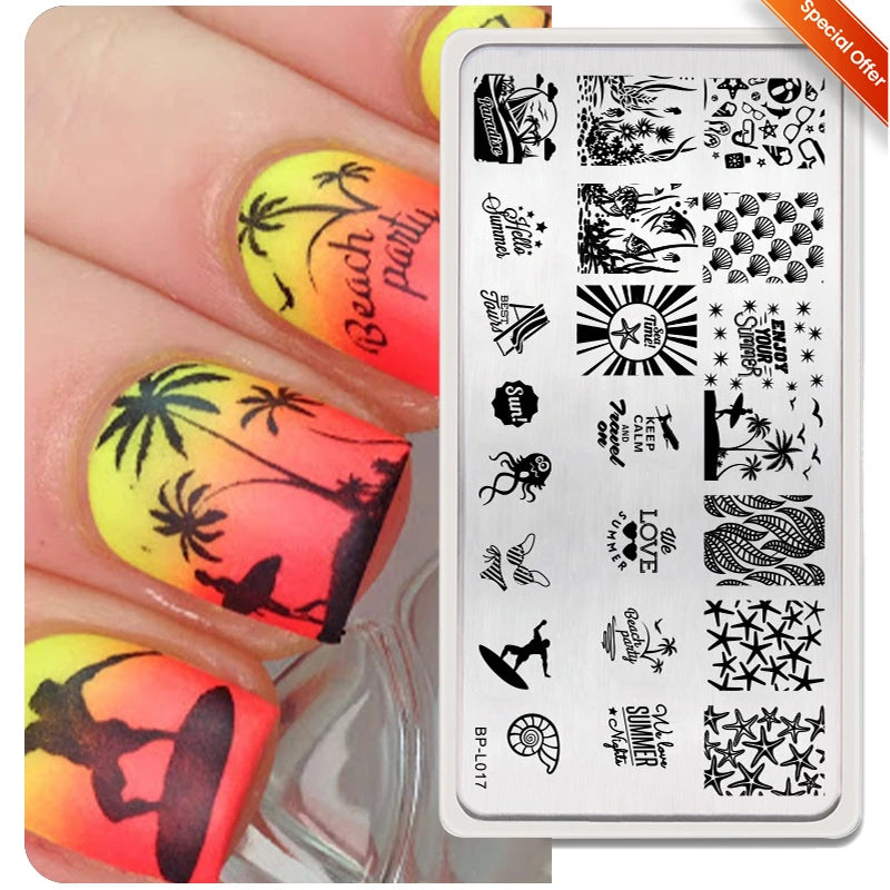 BORN PRETTY Nail Stamping Plates for Design French Nail Art Templates Printing Merry Christmas Image Stainless Stencil Tools 