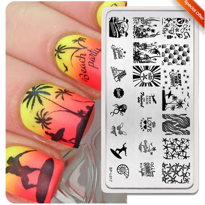 BORN PRETTY Nail Stamping Plates for Design French Nail Art Templates Printing Merry Christmas Image Stainless Stencil Tools 