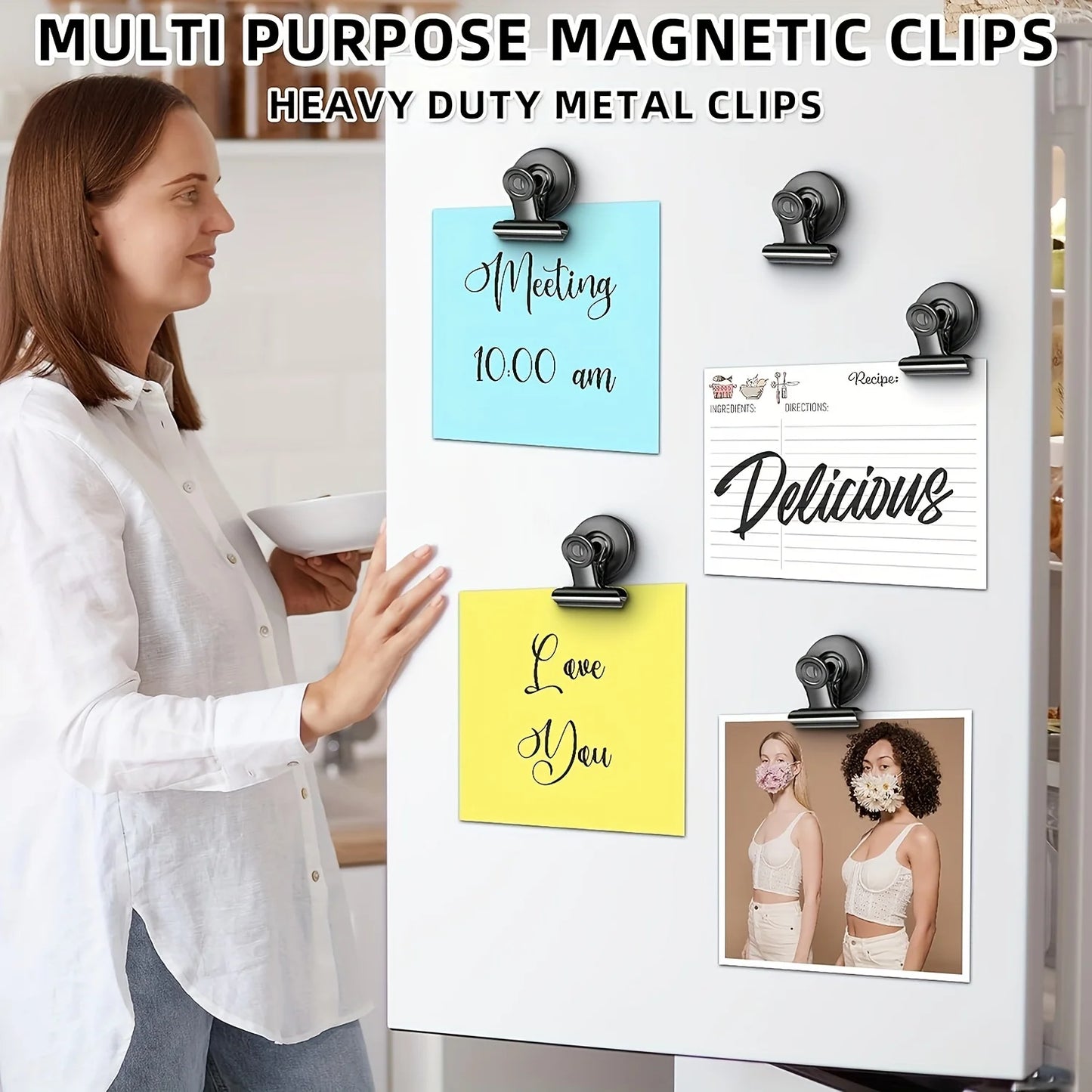 4/16pcs Magnetic Clips Heavy Duty Refrigerator Whiteboard Space-Saving Clip Set for Kitchen Office Photo Displays Holder Deco