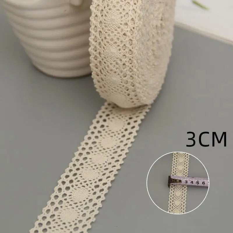 5Yards Cotton Lace Trim Ribbon Beige Sewing Trim Lace Ribbon Crochet Lace Fabric DIY Wedding Party Craft Gift Decor - 05