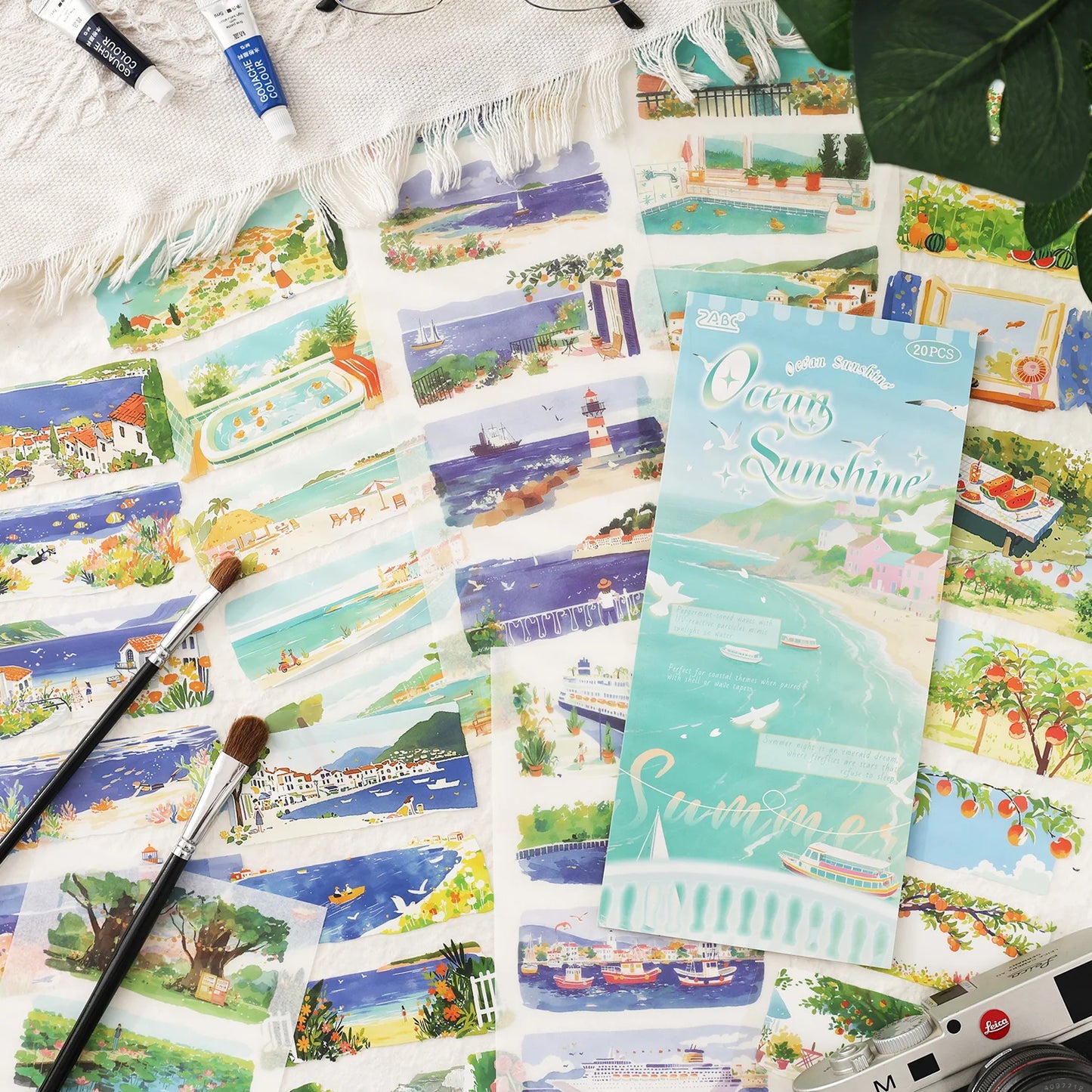 20sheets Four Seasons Scenery Series Ins PET+Washi Dual Material Stickers Book Creative Collage DIY Scrapbook Aesthetic Stick