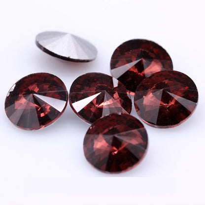 Fantastic 6/8/10/12/14/16/18/25MM Rivoli Cabochons Round Fancy Rhinestone Crystal For Applique Clothing Garment Decoration Be