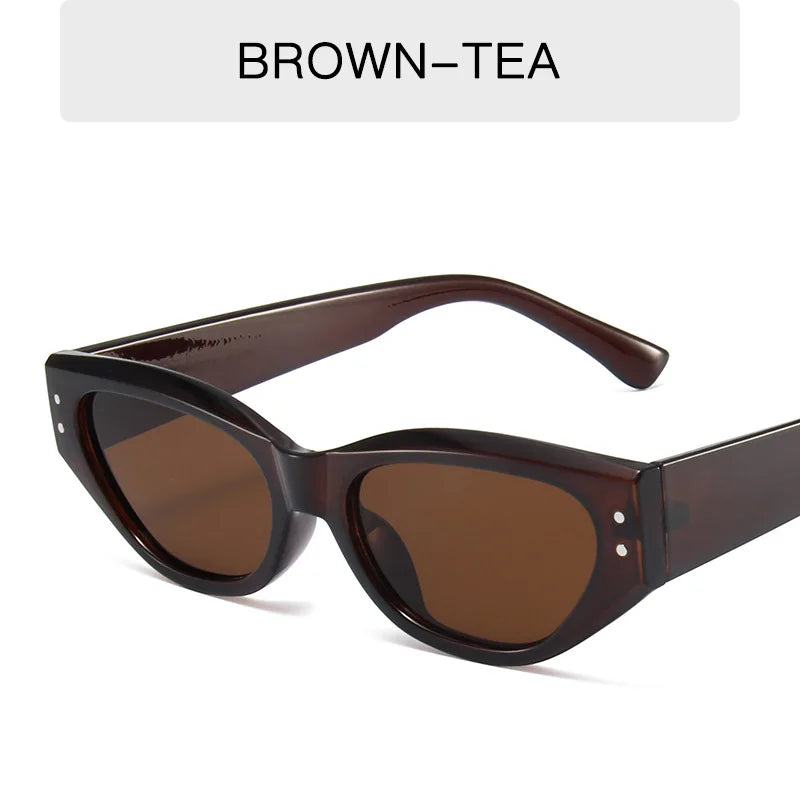 Retro Cat Eye Sunglasses Women Vintage Small Eyewear Women Men Rivet Sun Glasses Female Eyewear UV400