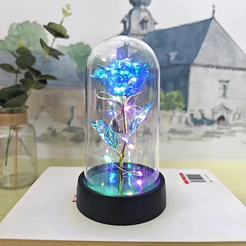Artificial Rose Flowers Valentines Day Gift for Girlfriend Eternal Rose LED Light Foil Flower Wedding Decor Christmas Gifts -