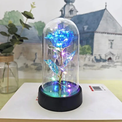 Artificial Rose Flowers Valentines Day Gift for Girlfriend Eternal Rose LED Light Foil Flower Wedding Decor Christmas Gifts -