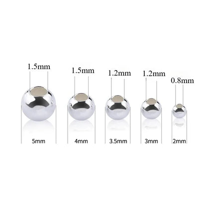 Genuine 925 Sterling Silver Round Beads Spacer Beads Jewelry Making Loose Beads Finding for DIY Bracelet Necklace Accessories