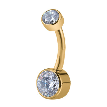 Right Grand ASTM F136 Titanium Belly Button Rings 10mm 12mm with Round CZ Internally Threaded Navel Rings Belly Bars
