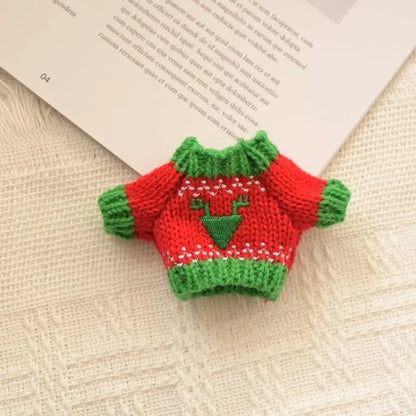 17cm Cute Mini Plush Doll'S Clothes Outfit Accessories For Korea Kpop Exo Labubu Idol Dolls Christmas Knitted Sweater Kid Gif