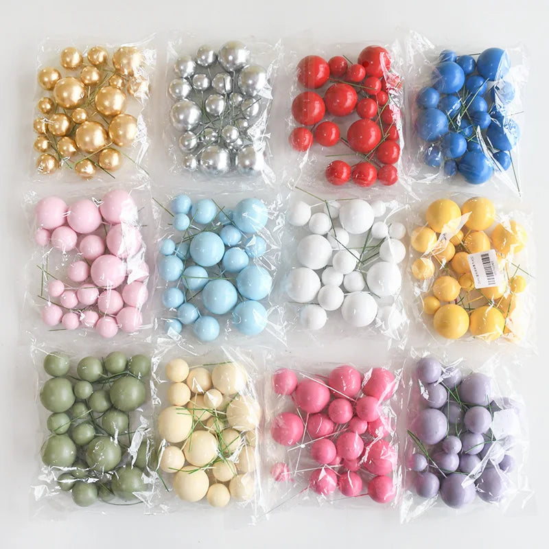 20Pcs Colorful Balls Cake Topper Mini Balloons Cupcake Insert Sticks for Wedding Birthday Party Cake DIY Decoration Baby Show
