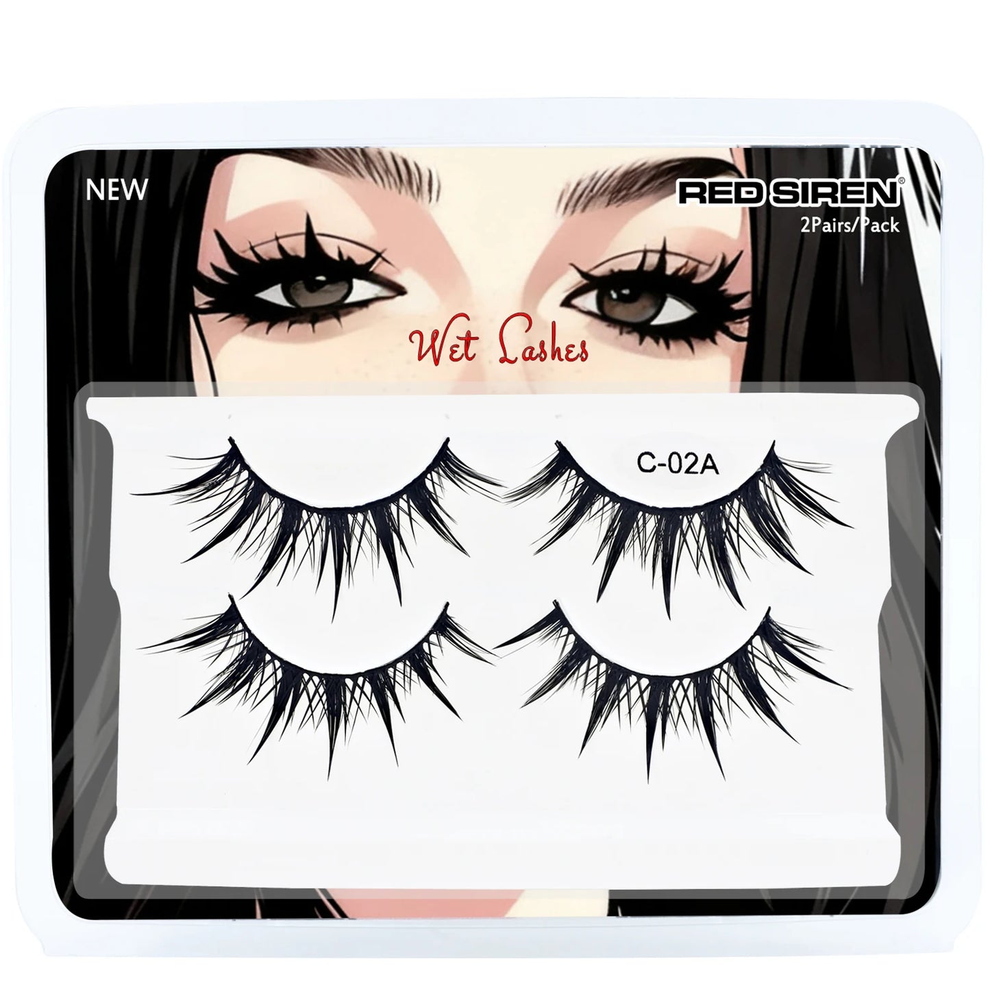 Cosplay False Eyelashes 2Pairs/Pack Wet Strip Lashes With Spikes New Woman Makeup Manga Lashes - C-02A