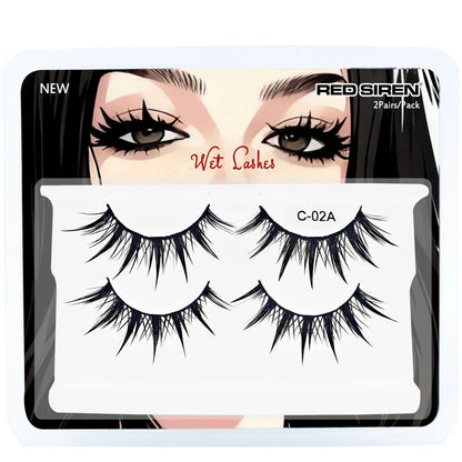 Cosplay False Eyelashes 2Pairs/Pack Wet Strip Lashes With Spikes New Woman Makeup Manga Lashes - C-02A