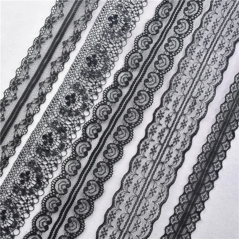 Lace Trim 10 Yards, Black Lace Ribbon for Sewing, Vintage Lace Trim for DIY Crafts, Planner Decorating, Fabric Accent Wide 14