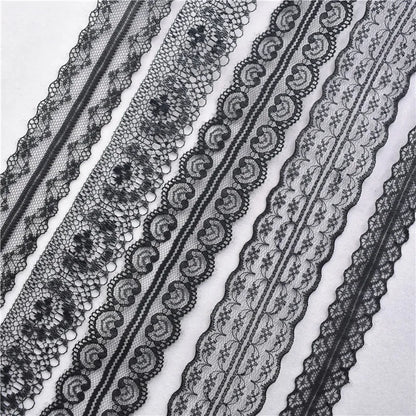 Lace Trim 10 Yards, Black Lace Ribbon for Sewing, Vintage Lace Trim for DIY Crafts, Planner Decorating, Fabric Accent Wide 14