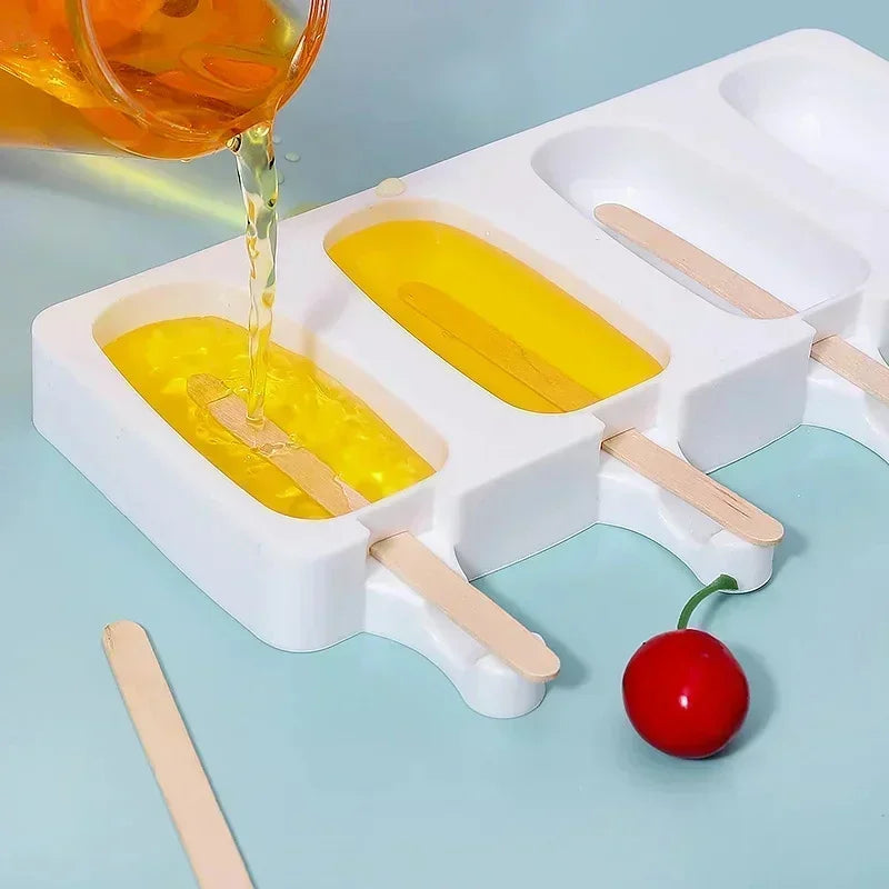 Silicone Ice Cream Popsicle Mold Combination With Ice Cream Stick DIY Chocolate Dessert Maker Ice Cube Tray Mold Homemade Too