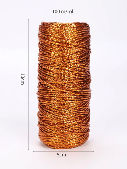 1.5mm 100M Gold Silver Macrame Cord Rope String for Sewing DIY Rope 100M Macrame Rope String for Sewing and Crafts Thread Twi