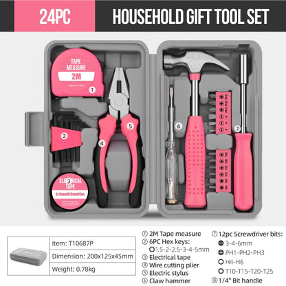 Hi-Spec 18/19/20PCs Pink DIY Tool Kit with Electric Pen & CR-V Steel - Home Maintenance Hand Tools Set for Women & Car Care -