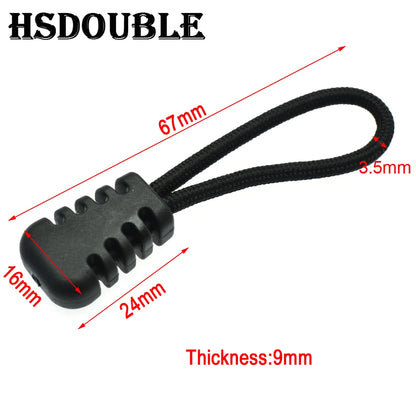 10 Pcs/Pack Zipper Pulls Cord Ends Strap Lariat Black For Apparel Accessories - C0067
