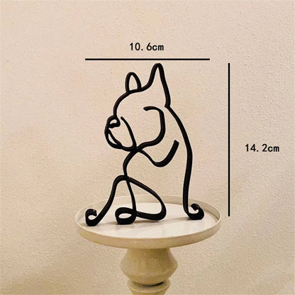 Dog Art Sculpture Metal Dog Abstract Minimalist Art Iron Figurines Office Desktop Accessories For Home Decoration Cute Miniat