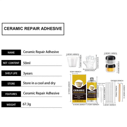 Kintsugi Repair Kit Gold Ceramic Glue Food Safe Adhesive for Broken Pottery Plate Cup Bowl Bathtub Craft Art Restoration