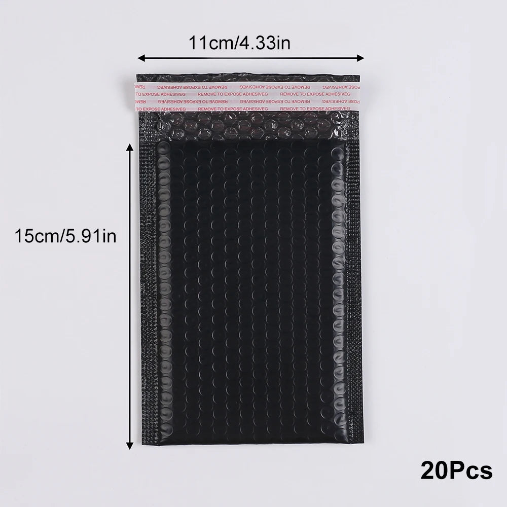 20Pcs Black Bubble Mailers Self Seal Mailing Envelopes Bags for Small Business Shipping and Packaging - 11x15cm 20Pcs