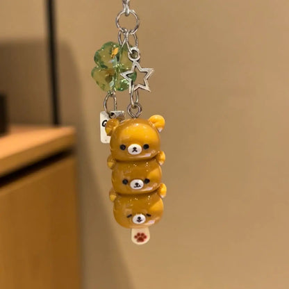 Cute Bear Phone Charms Pendant Kawaii Anime Keychain Accessories for Keys Schoolbag IPhone17 Pro Max Airpods Ins - 1pc Brown