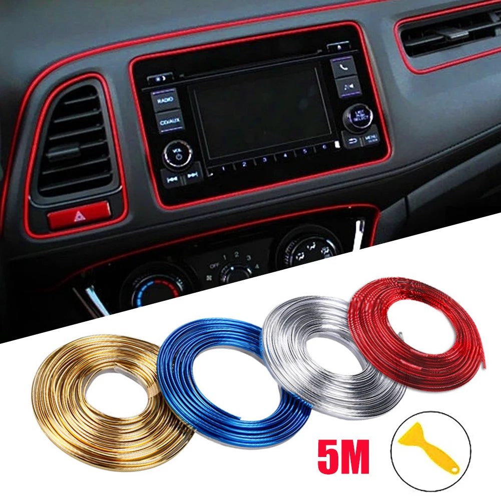 Car Moulding Decoration Flexible Strips1/3/5M Interior Auto Mouldings Car Cover Trim Dashboard Door Edgein Car-styling Univer