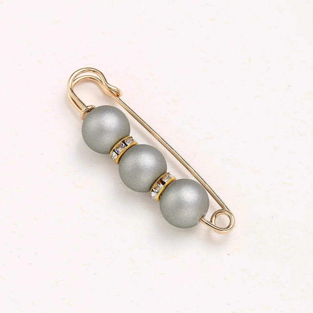 Women New Cute Imitation Pearl Rhinestone Brooch Anti-lighting Skirt Waist Pin Fashion Jewelry Accessories Gifts - 5.8CM 2204
