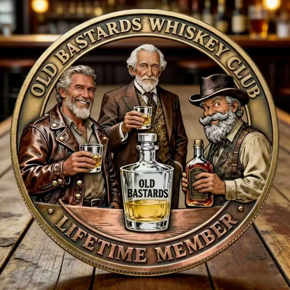 Old Bastards Whiskey Club Golden Plated 3D Carved Collectible Coin Unique Gift Item