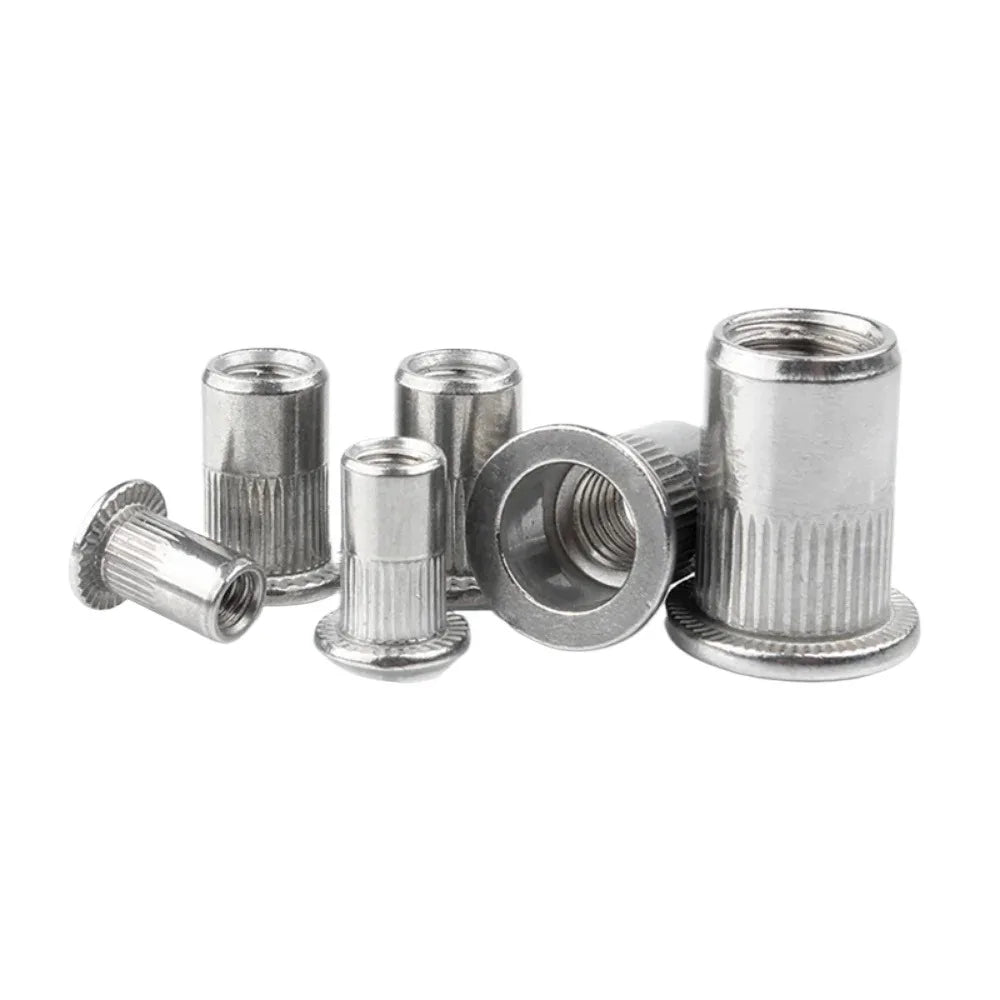 M3 M4 M5 M6 M8 M10 304 Stainless Steel Rivnut Flat Head Threaded Nut Vertical Stripe Rivets Insert Nutsert Cap Rivet Nuts
