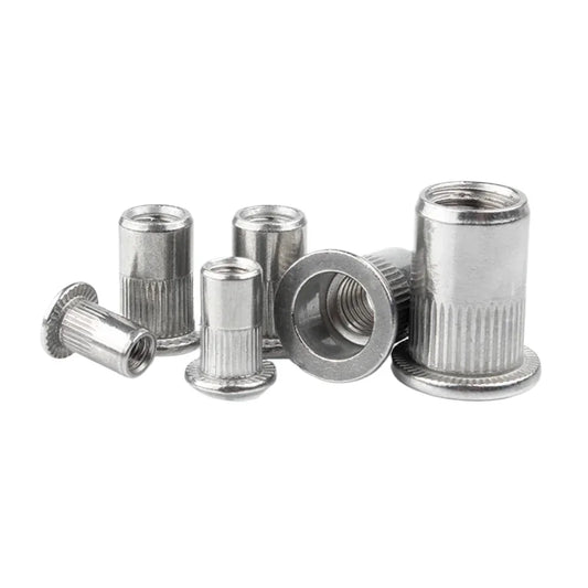M3 M4 M5 M6 M8 M10 304 Stainless Steel Rivnut Flat Head Threaded Nut Vertical Stripe Rivets Insert Nutsert Cap Rivet Nuts