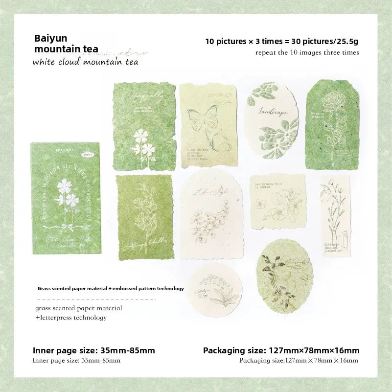 Journal GO 30pcs/box Vanilla Paper Stickers Creative Scrapbooking Collage Junk Journal diy Texture Material for Craft Making 