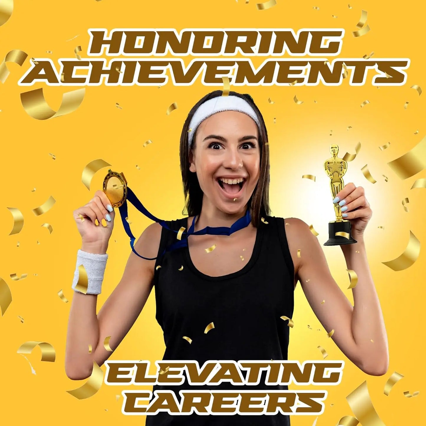 Gold Trophy Award Mini Trophies Bulk- (Pack of 6/12/24/36) 4-7 Inch Tall Plastic Golden Statue Award, Party Themed Decoration