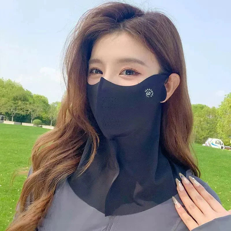 Women Sunscreen Veil Summer Neck Face Mask UV Protection Breathable Ice Silk Sun Protection Masks Veils Outdoor Sport Face Co