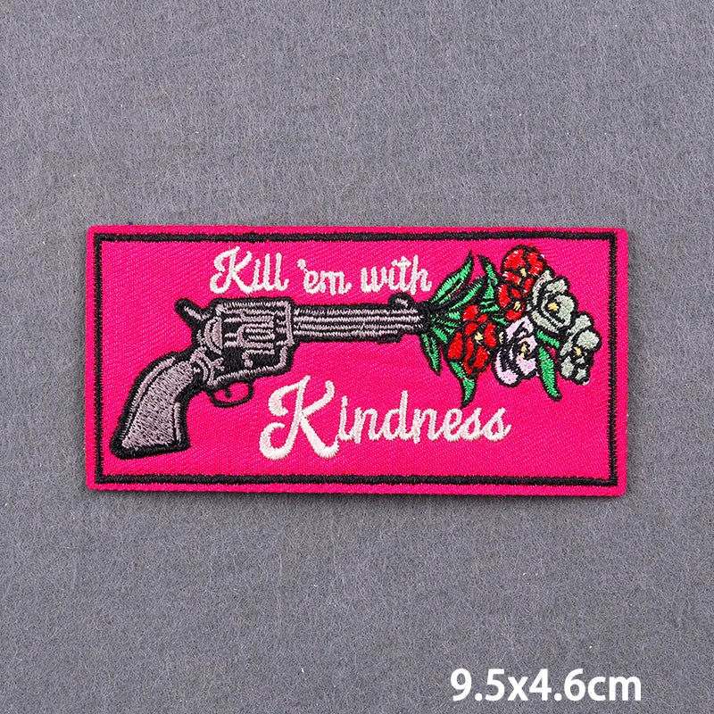 Warning Letters Embroidery Patches For Jeans Good Vibes Iron On Patch Thermoadhesive Patches For Clothes Applique Stickes Log
