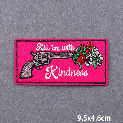 Warning Letters Embroidery Patches For Jeans Good Vibes Iron On Patch Thermoadhesive Patches For Clothes Applique Stickes Log