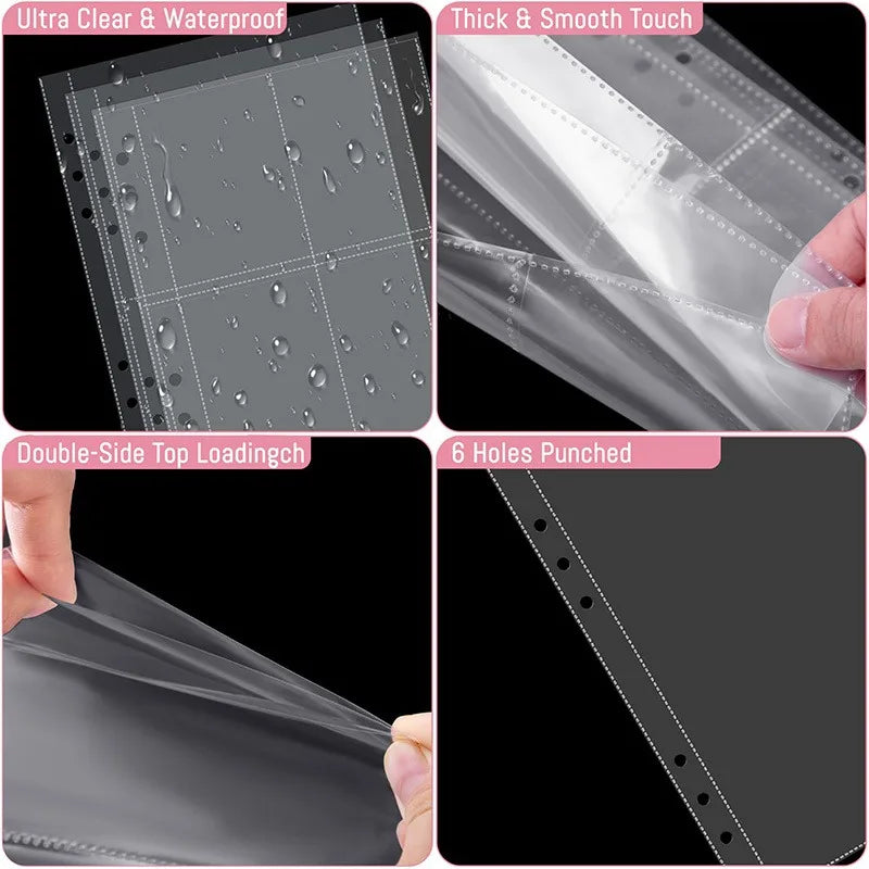 Kpop Photocard Binder with 25 pages 4-Pocket Card Collector Album with 200 Card Slots PU Leather Cover Organizing Cards