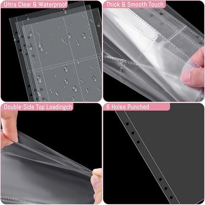 Kpop Photocard Binder with 25 pages 4-Pocket Card Collector Album with 200 Card Slots PU Leather Cover Organizing Cards