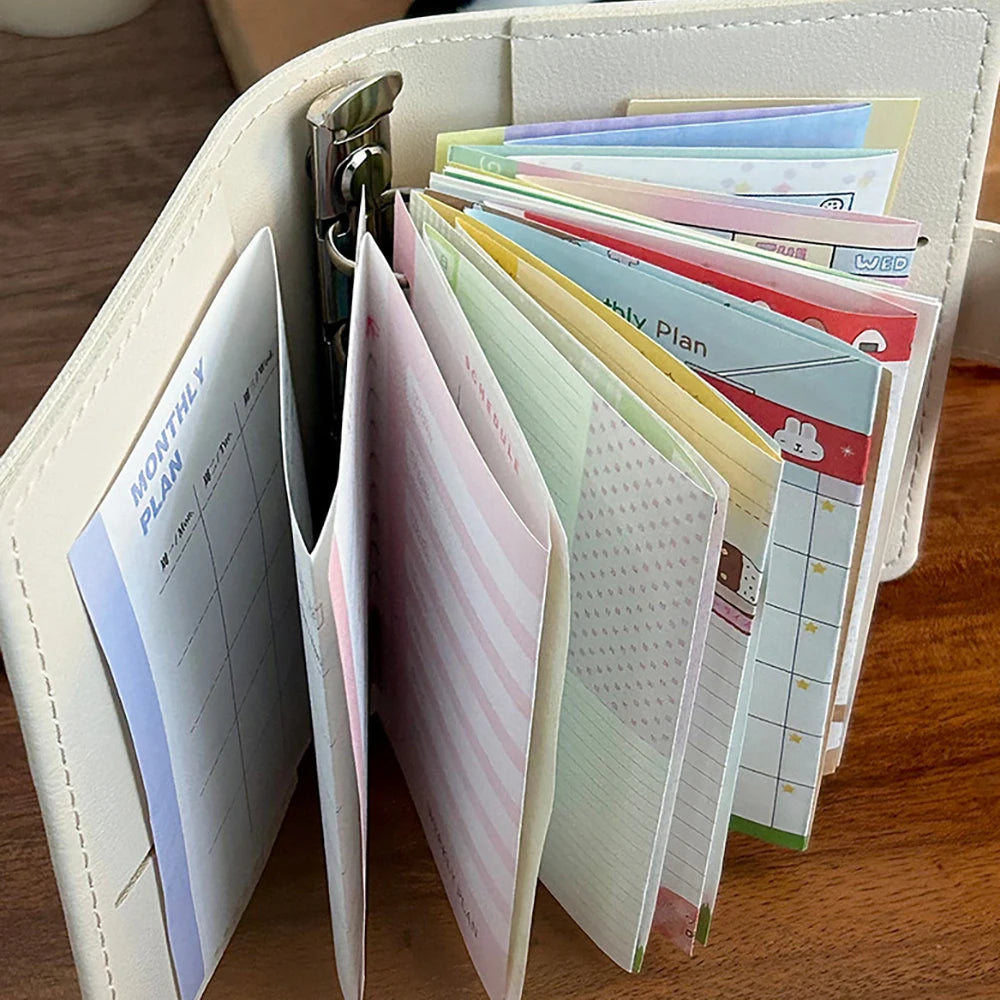 10 Sheets M5 Three Fold Loose Leaf for Punching Holes on the Inner Pages of the Core, Weekly Plan Manual Account, Foldable