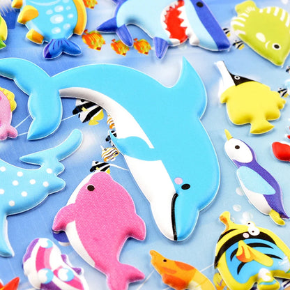 Sea Life Animal Shark Dolphin Fish Stereo 3D Bubble Sticker Diary Sticker Decoration Stationery Stickers - onesize