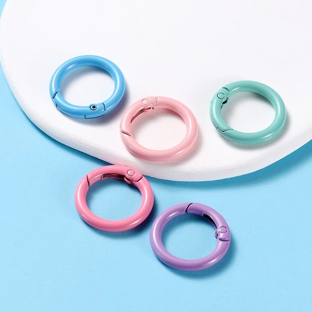 5Pcs/Lot 21 Colors Metal O Ring Spring Clasp Openable Round Carabiner Keychain Clips Hook Dog Chain DIY Jewelry Buckle Connec