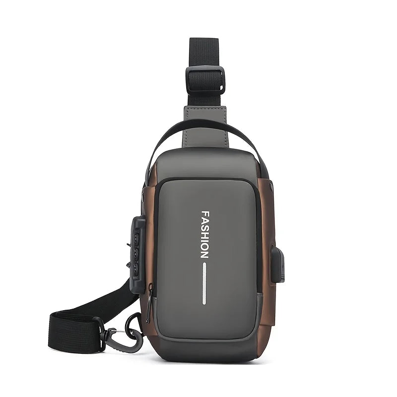 Durable Oxford Fabric Men's Sling Bag - Stylish Motorcycle Crossbody Chest Pack with Phone Pocket, Zip Closure for Daily Comm