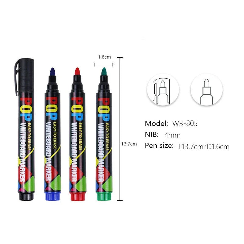 8/12 Colour POP Whiteboard Marker Set,Erasable, Refillable,Safety,Non-Toxic,High Capacity,Office,Conferencing,Educational Ite