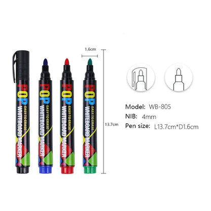 8/12 Colour POP Whiteboard Marker Set,Erasable, Refillable,Safety,Non-Toxic,High Capacity,Office,Conferencing,Educational Ite