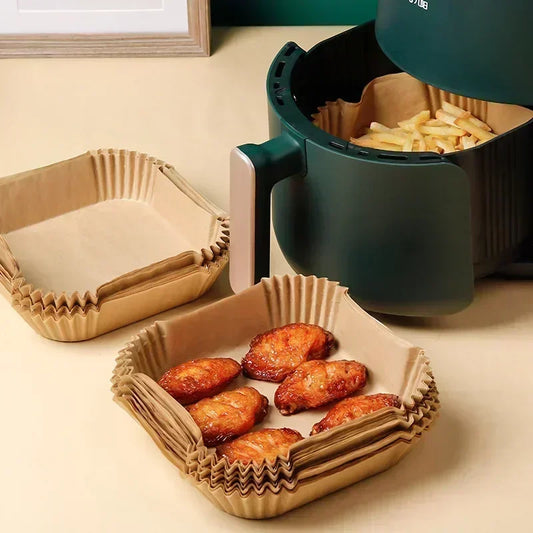 1/100PCS Air Fryer Disposable Paper Square Round Baking Paper Barbecue Plate NonStick Mat Kitchen Oven Oil Absorbing Paper To