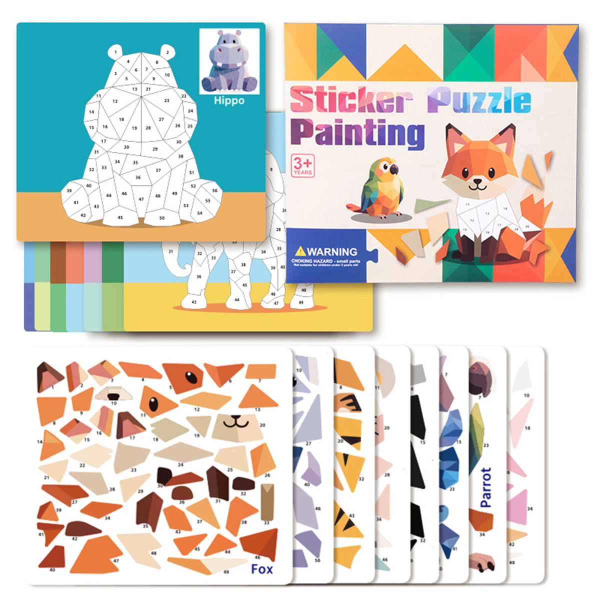8 Patterns Puzzle Stickers Crafts for Kids Sticker Painting Gift Party Favor Creations Animal Vechile Art Play for Kids' Crea