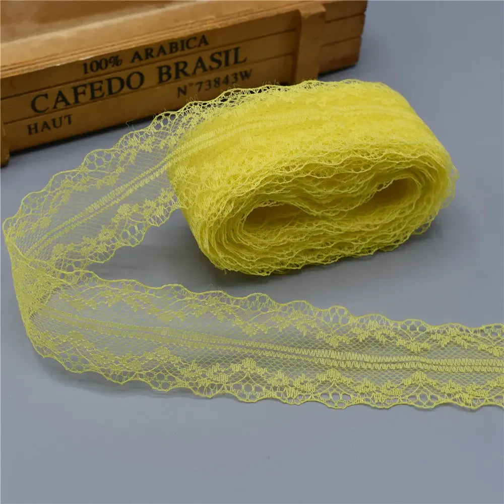 10Yards Lace Ribbon 40mm Wide White African Lace Fabric for Sewing Clothes Embroidered Lace for Crafts Trim Underwear Diy Tul