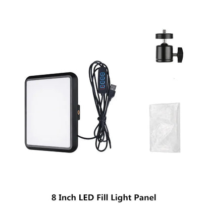 8/12 Inch LED Photography Video Panel Light Photo Studio Lighting Kit For Shoot Live Streaming Youbube With Tripod Stand - 8 