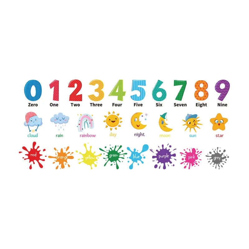 Home Decor For Living Room Bedroom Early Education Number English Color Wall Decal Animal Wall Sticker