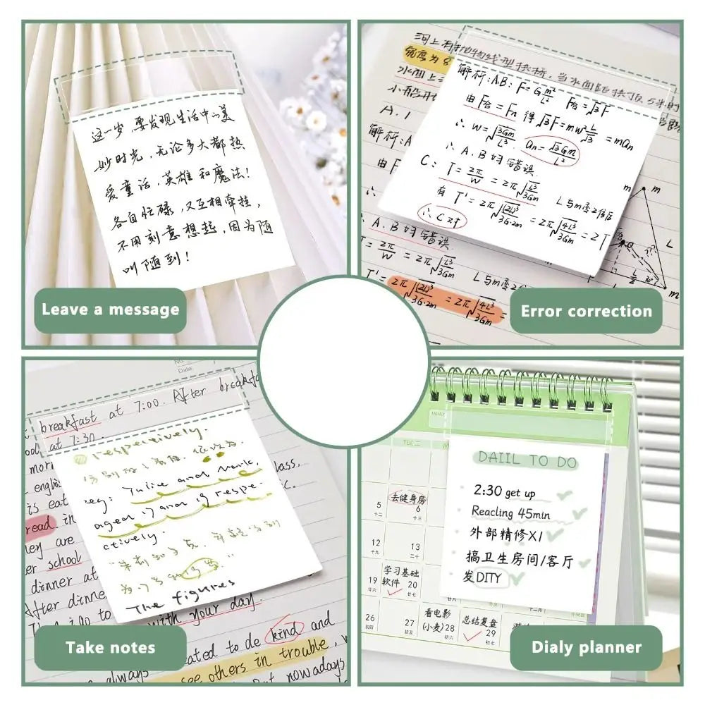 Lined/Blank/Grid Sticky Notes Clear See-Through No Blocking Text Extend Sticky Notes Self-Adhesive Memo Pads Gift