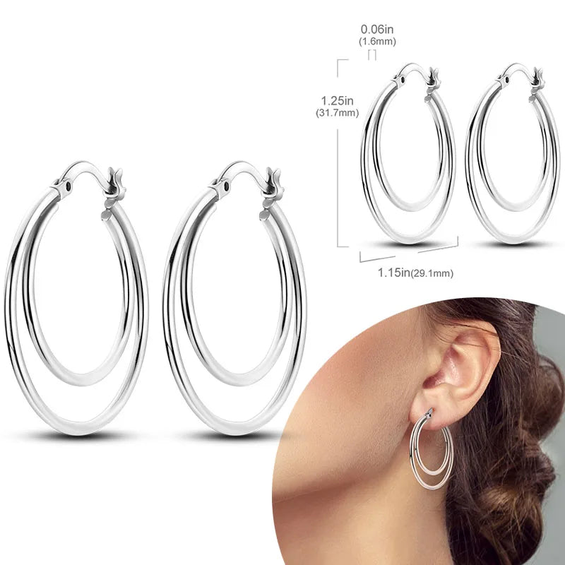925 Sterling Silver Hoops Earrings Hypoallergenic Hoops Earrings With Zirconia Fashion Jewelry for Women Girls - KTE136